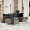 Set de muebles de jardín 6 pzas y cojines ratán sintético gris