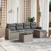 Set de muebles de jardín 6 pzas y cojines ratán sintético gris