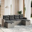 Set de muebles de jardín 6 pzas y cojines ratán sintético gris