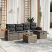 Set de muebles de jardín 6 pzas y cojines ratán sintético gris