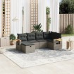 Set de muebles de jardín 6 pzas y cojines ratán sintético gris