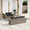 Set de muebles de jardín 6 pzas y cojines ratán sintético gris