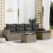 Set de muebles de jardín 6 pzas y cojines ratán sintético gris