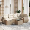 Set sofás de jardín 7 piezas y cojines ratán sintético beige