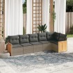 Set de muebles de jardín 6 pzas y cojines ratán sintético gris