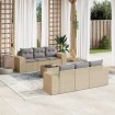 Set sofás de jardín 7 piezas y cojines ratán sintético beige