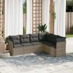 Set de muebles de jardín 6 pzas y cojines ratán sintético gris