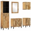 Conjunto de armarios de baño 5 piezas madera maciza de mango