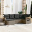 Set de muebles de jardín 6 pzas y cojines ratán sintético gris