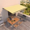 Toldo retráctil automático amarillo y blanco 500x300 cm