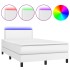 Cama box spring colchón y LED cuero sintético blanco 120x190