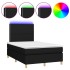 Cama box spring con colchón y luces LED tela negro 120x190