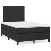 Cama box spring con colchón LED cuero sintético negro 120x190cm