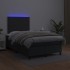 Cama box spring con colchón LED cuero sintético negro