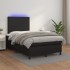 Cama box spring con colchón LED cuero sintético negro