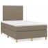 Cama box spring con colchón y LED tela gris taupe 120x190