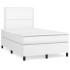 Cama box spring colchón y LED cuero sintético blanco 120x190