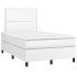 Cama box spring colchón y LED cuero sintético blanco 120x190