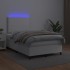 Cama box spring colchón y LED cuero sintético blanco 120x190