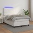 Cama box spring colchón y LED cuero sintético blanco 120x190