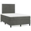 Cama box spring colchón y LED terciopelo gris oscuro 120x190 cm