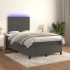 Cama box spring colchón y LED terciopelo gris oscuro 120x190