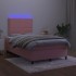 Cama box spring con colchón y LED terciopelo rosa 120x190