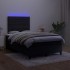 Cama box spring con colchón y LED terciopelo negro 120x190