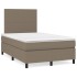 Cama box spring con colchón y LED tela gris taupe 120x190