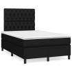 Cama box spring con colchón y luces LED tela negro 120x190 cm