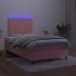 Cama box spring con colchón y LED terciopelo rosa 120x190