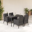 Set de muebles jardín 5 pzas con cojines ratán sintético negro