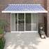 Toldo retráctil aluminio y tela azul y blanco 3x2,5