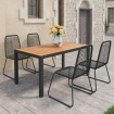 Set de comedor de jardín de 5 piezas PVC ratán negro y marrón