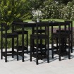 Set de mesa y taburetes altos jardín 7 piezas madera pino negro