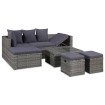 Set de muebles de jardín 4 piezas y cojines ratán PE gris