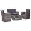 Set de muebles de jardín 4 pzas y cojines ratán sintético gris