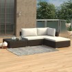 Set muebles de jardín 4 piezas y cojines ratán sintético marrón