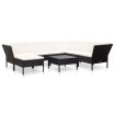 Set muebles de jardín 8 piezas y cojines ratán sintético negro