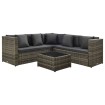 Set de muebles de jardín 4 pzas y cojines ratán sintético gris