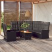 Set de muebles de jardín 3 pzas y cojines ratán sintético negro