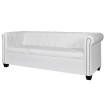 Sofá Chesterfield de 3 plazas cuero sintético blanco