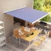 Toldo de carrete manual azul y blanco 350x250 cm