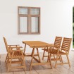 Juego de comedor para jardín 5 piezas madera maciza de acacia