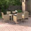 Set de comedor de jardín 7 pzas ratán sintético vidrio beige