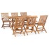 Set comedor de jardín plegable 7 piezas madera maciza de