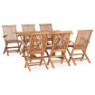 Set comedor de jardín plegable 7 piezas madera maciza de teca