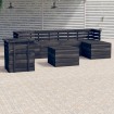 Muebles palets de jardín 7 pzas madera maciza pino gris oscuro