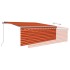 Toldo retráctil manual con persiana y LED naranja y marrón