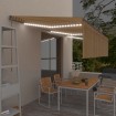 Toldo retráctil manual con persiana y LED amarillo blanco 6x3 m